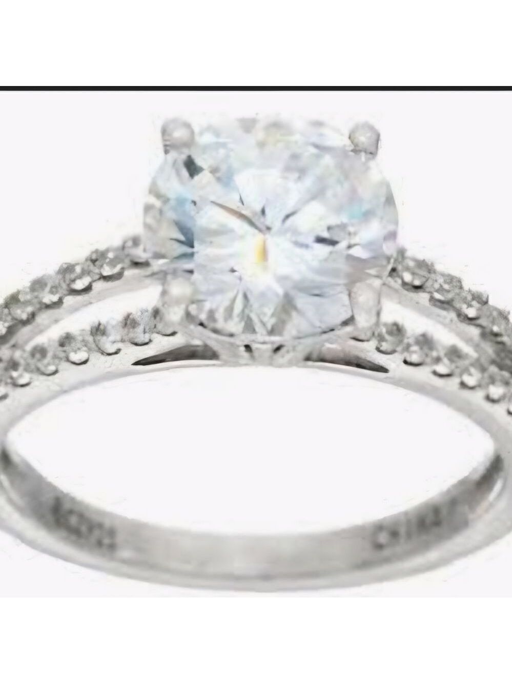 Diamonique 3ct Split Shank Solitaire Platinum Clad Ring 10.5 - Picture 2 of 2